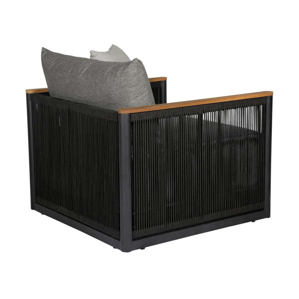 Artesia Outdoor Patio 4 Piece Conversation Set in Teak Wood and Black Rope with Dark Gray Olefin Cushions By Armen Living | Outdoor Sofas, Loveseats & Sectionals | Modishstore - 5