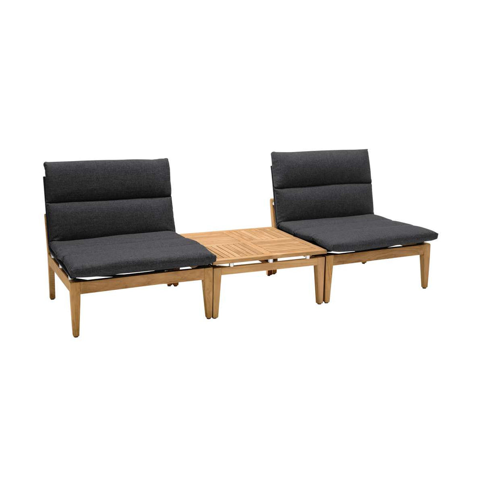 Arno Outdoor 3 Piece Teak Wood Seating Set in Charcoal Olefin By Armen Living | Outdoor Sofas, Loveseats & Sectionals |  Modishstore  - 3