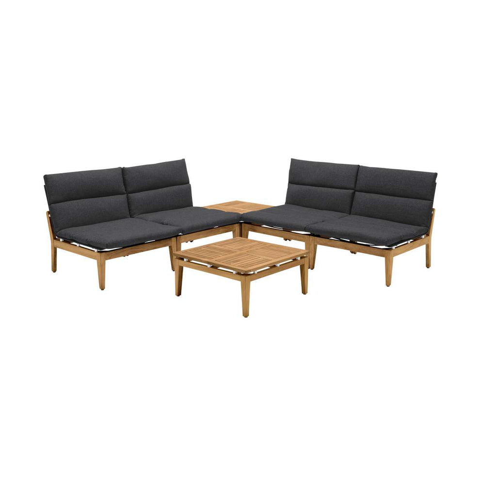 Arno Outdoor 6 Piece Teak Wood Seating Set in Charcoal Olefin By Armen Living | Outdoor Sofas, Loveseats & Sectionals |  Modishstore  - 2