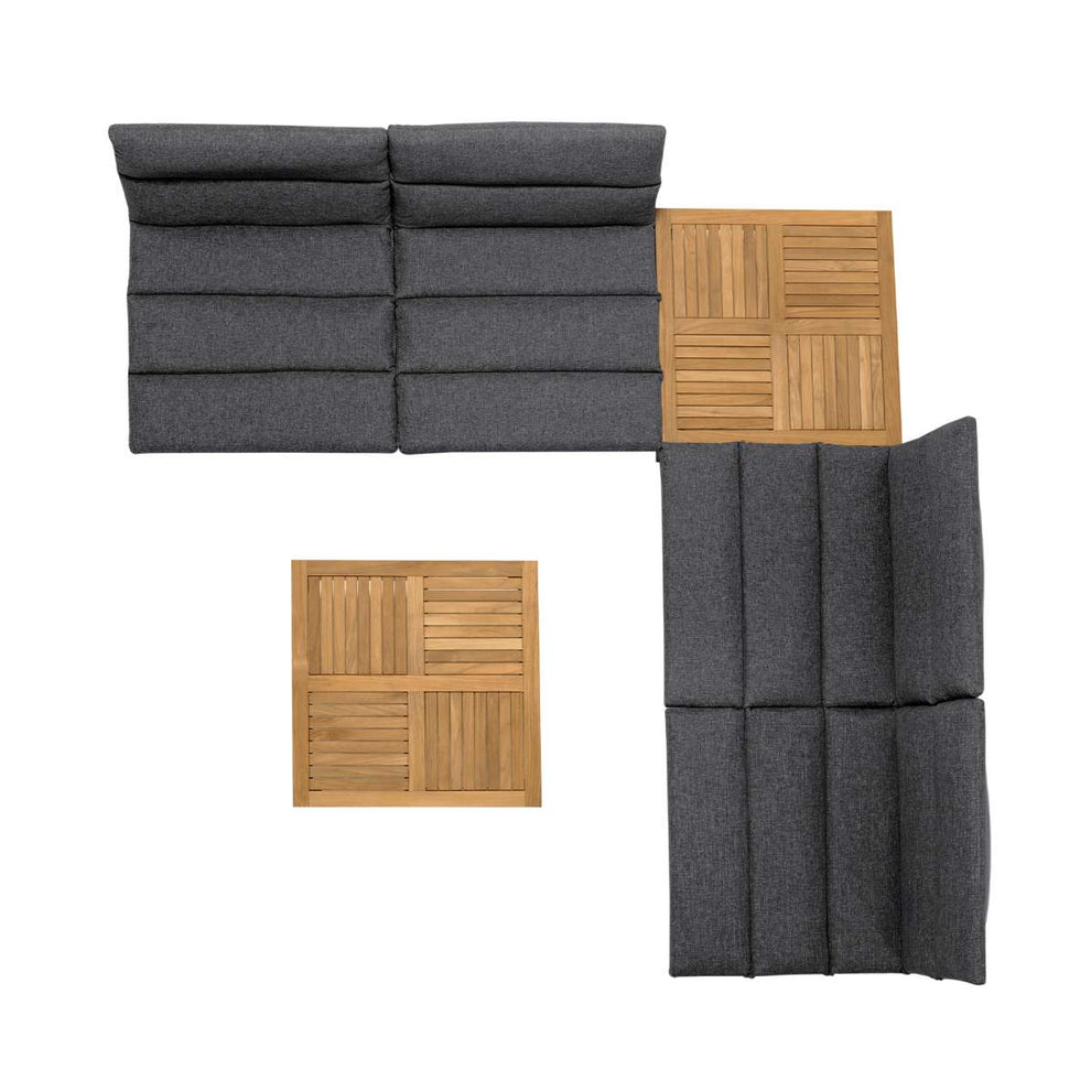 Arno Outdoor 6 Piece Teak Wood Seating Set in Charcoal Olefin By Armen Living | Outdoor Sofas, Loveseats & Sectionals |  Modishstore  - 9