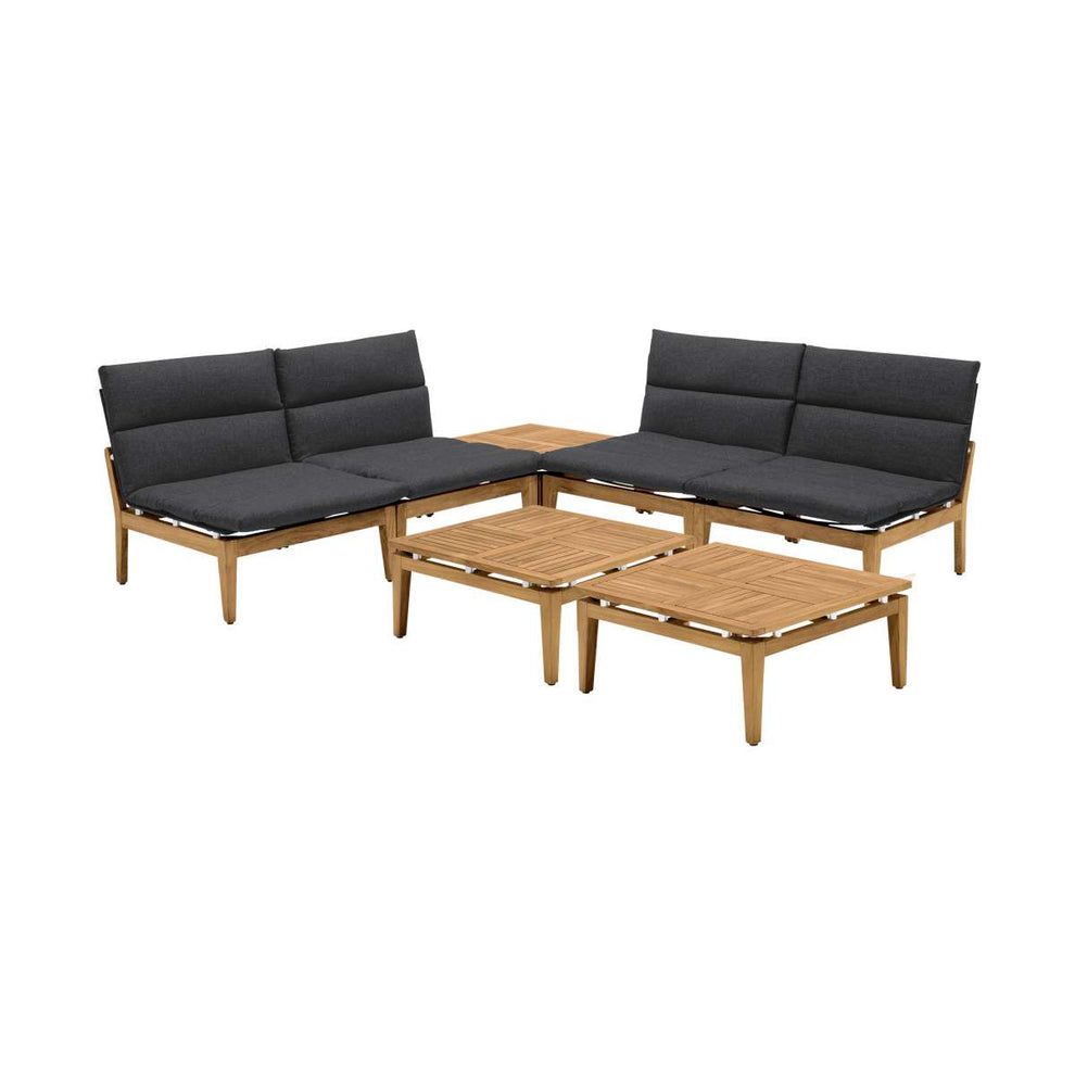 Arno Outdoor 7 Piece Teak Wood Seating Set in Charcoal Olefin By Armen Living | Outdoor Sofas, Loveseats & Sectionals |  Modishstore  - 2