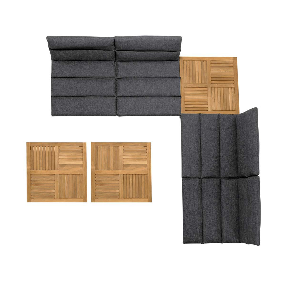 Arno Outdoor 7 Piece Teak Wood Seating Set in Charcoal Olefin By Armen Living | Outdoor Sofas, Loveseats & Sectionals |  Modishstore  - 9