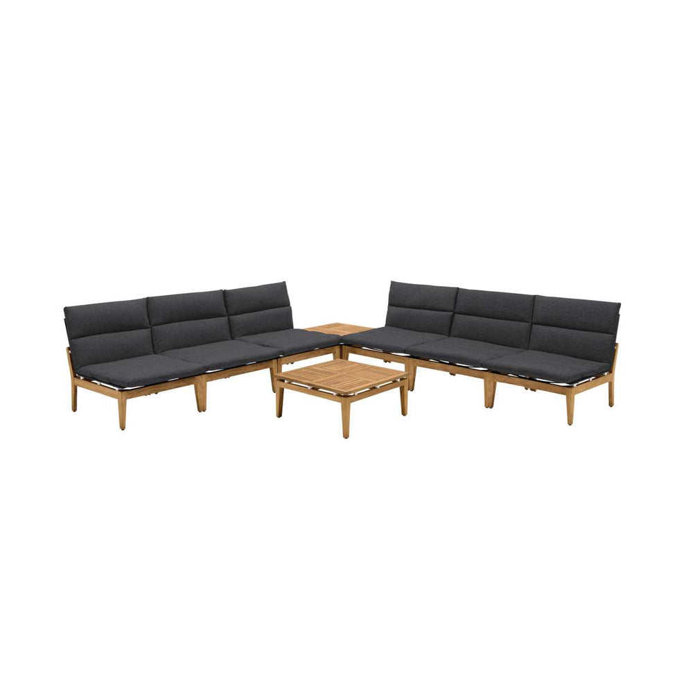 Arno Outdoor 8 Piece Teak Wood Seating Set in Charcoal Olefin By Armen Living | Outdoor Sofas, Loveseats & Sectionals |  Modishstore  - 2