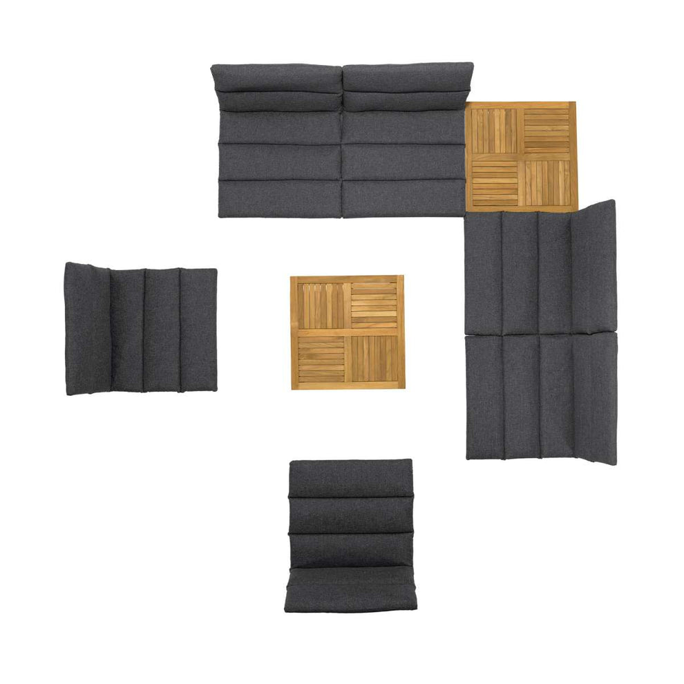 Arno Outdoor 8 Piece Teak Wood Seating Set in Charcoal Olefin By Armen Living | Outdoor Sofas, Loveseats & Sectionals |  Modishstore  - 5