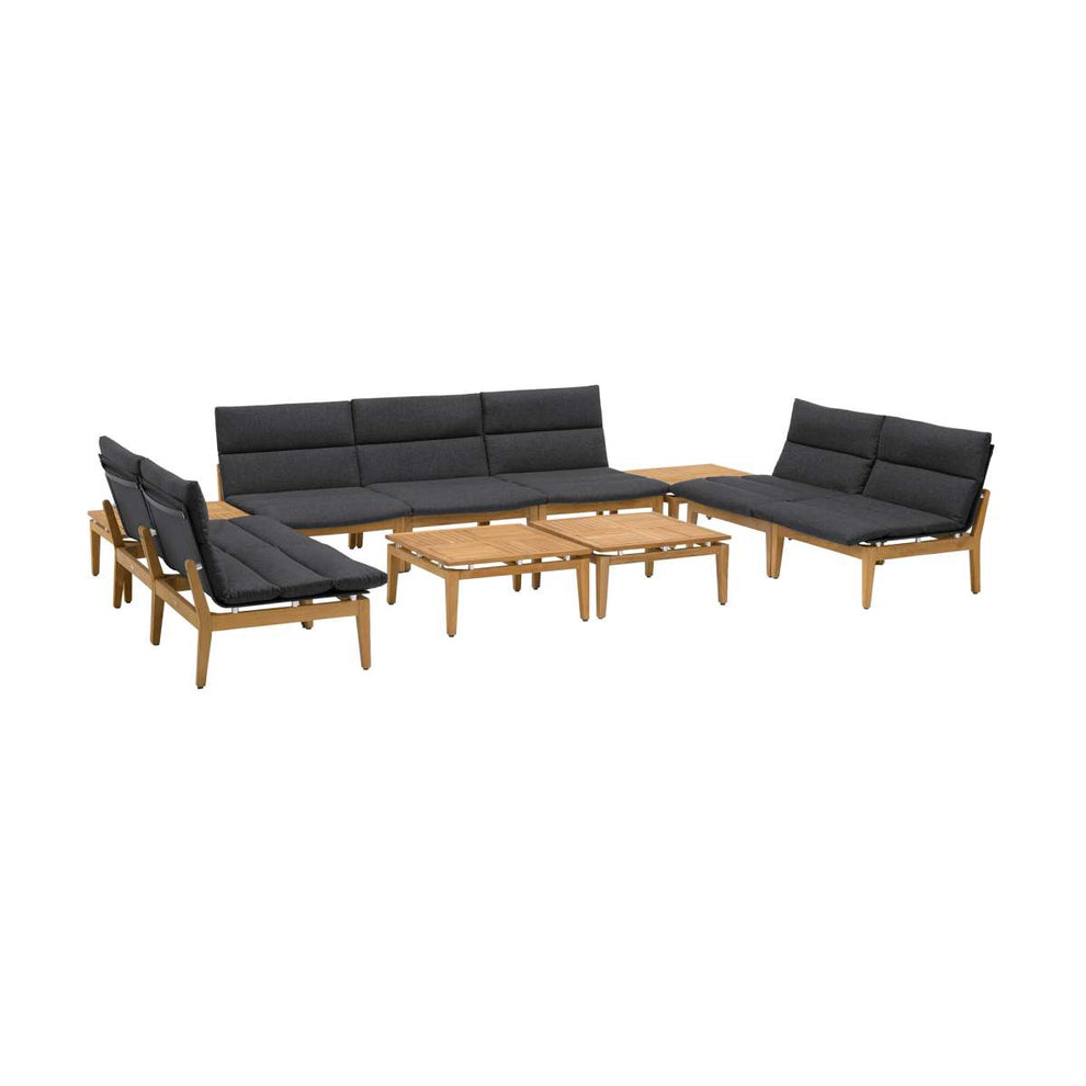 Arno Outdoor 11 Piece Teak Wood Seating Set in Charcoal Olefin By Armen Living | Outdoor Sofas, Loveseats & Sectionals |  Modishstore  - 2