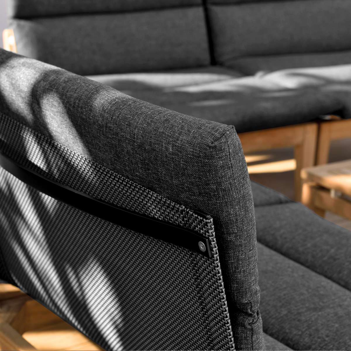 Arno Outdoor 11 Piece Teak Wood Seating Set in Charcoal Olefin By Armen Living | Outdoor Sofas, Loveseats & Sectionals |  Modishstore  - 3