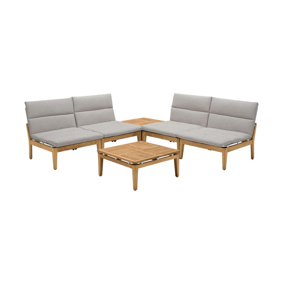 Arno Outdoor 6 Piece Teak Wood Seating Set in Beige Olefin By Armen Living | Outdoor Sofas, Loveseats & Sectionals |  Modishstore  - 3