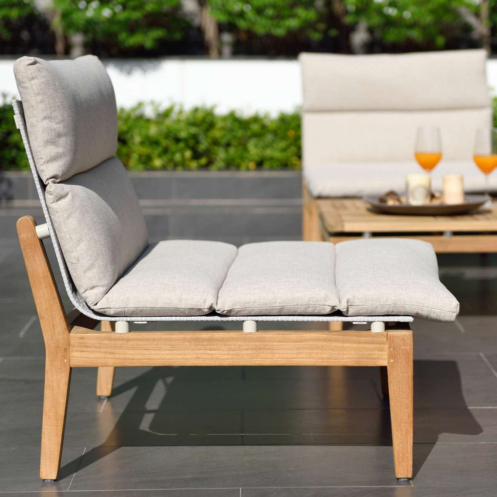 Arno Outdoor 6 Piece Teak Wood Seating Set in Beige Olefin By Armen Living | Outdoor Sofas, Loveseats & Sectionals |  Modishstore  - 5