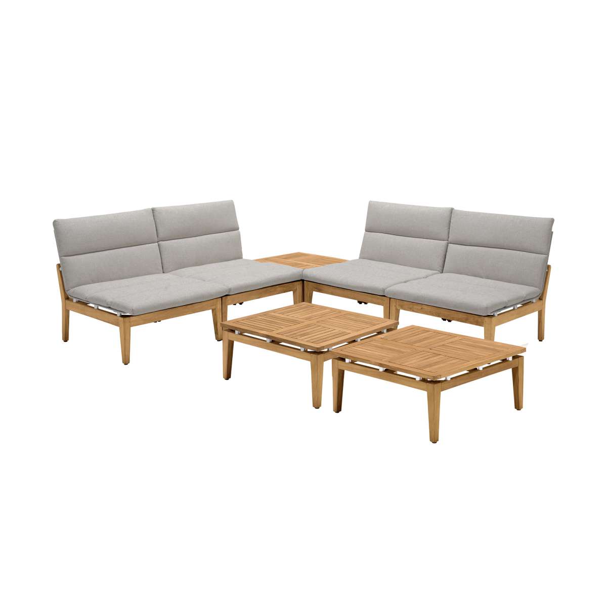 Arno Outdoor 7 Piece Teak Wood Seating Set in Beige Olefin By Armen Living | Outdoor Sofas, Loveseats & Sectionals |  Modishstore  - 2