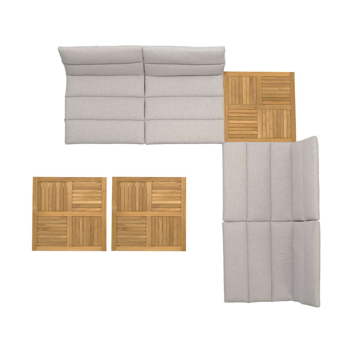 Arno Outdoor 7 Piece Teak Wood Seating Set in Beige Olefin By Armen Living | Outdoor Sofas, Loveseats & Sectionals |  Modishstore  - 4