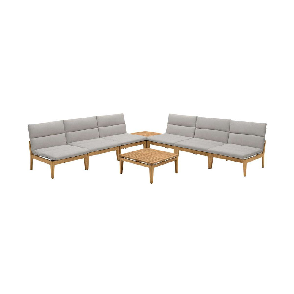 Arno Outdoor 8 Piece Teak Wood Seating Set in Beige Olefin By Armen Living | Outdoor Sofas, Loveseats & Sectionals |  Modishstore  - 2