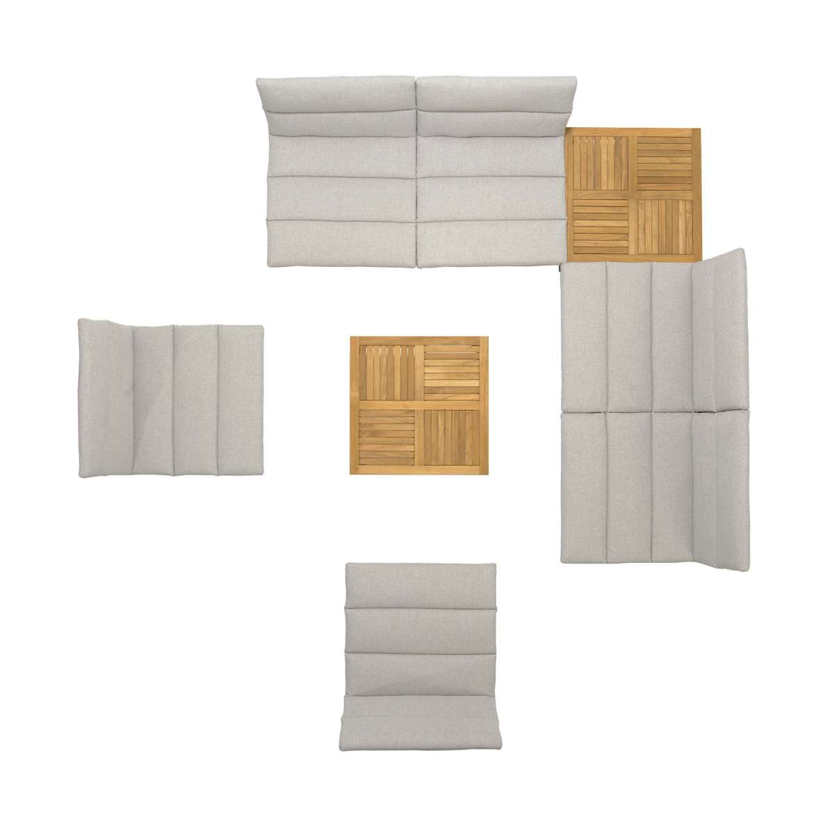 Arno Outdoor 8 Piece Teak Wood Seating Set in Beige Olefin By Armen Living | Outdoor Sofas, Loveseats & Sectionals |  Modishstore  - 3