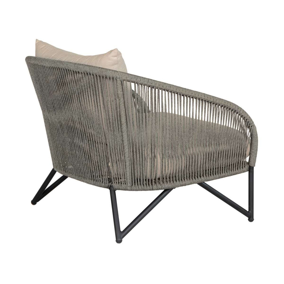 Benicia Outdoor Patio 4 Piece Conversation Set in Weathered Eucalyptus Wood and Metal with Gray Rope and Taupe Cushions By Armen Living | Outdoor Sofas, Loveseats & Sectionals | Modishstore - 5