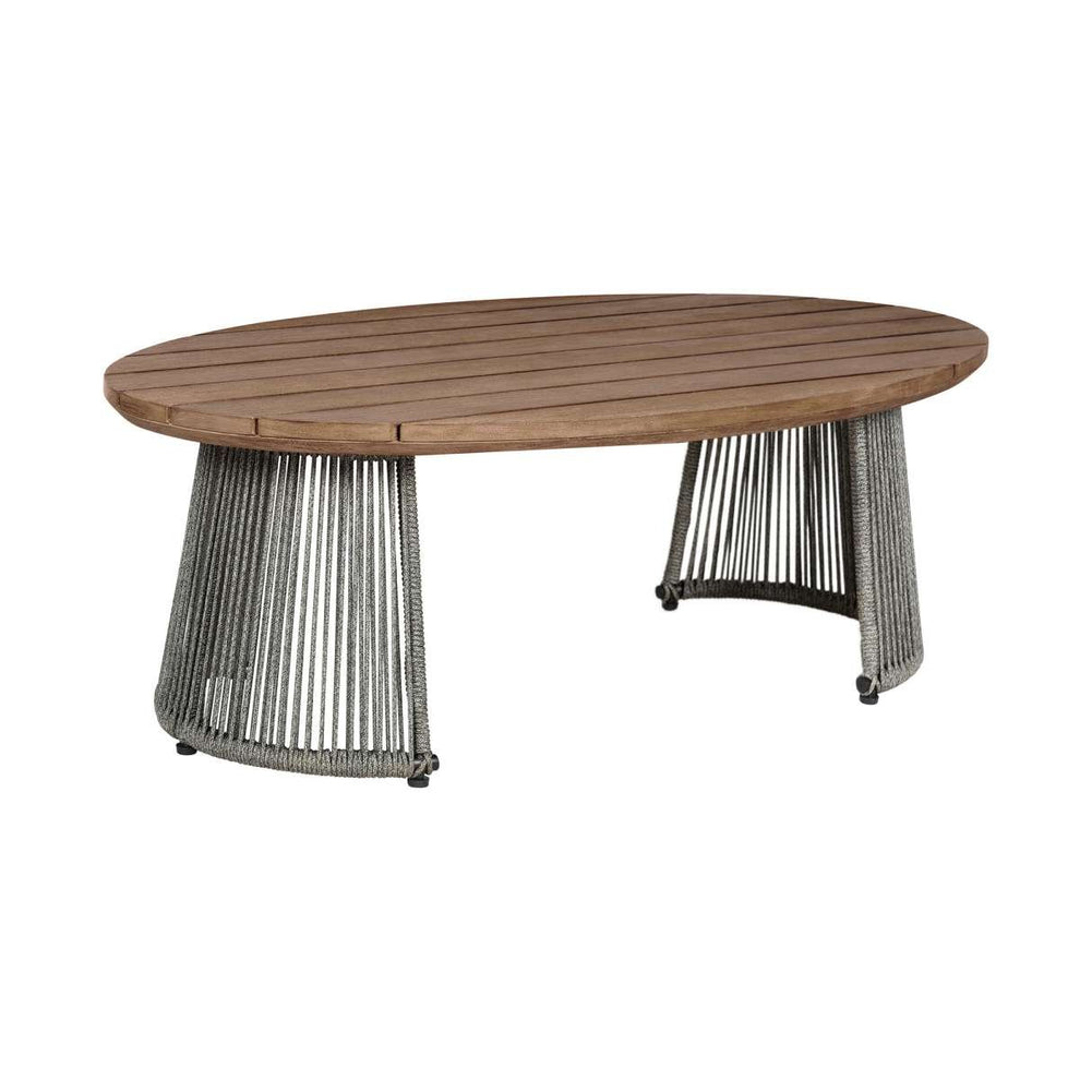 Benicia Outdoor Patio 4 Piece Conversation Set in Weathered Eucalyptus Wood and Metal with Gray Rope and Taupe Cushions By Armen Living | Outdoor Sofas, Loveseats & Sectionals | Modishstore - 6