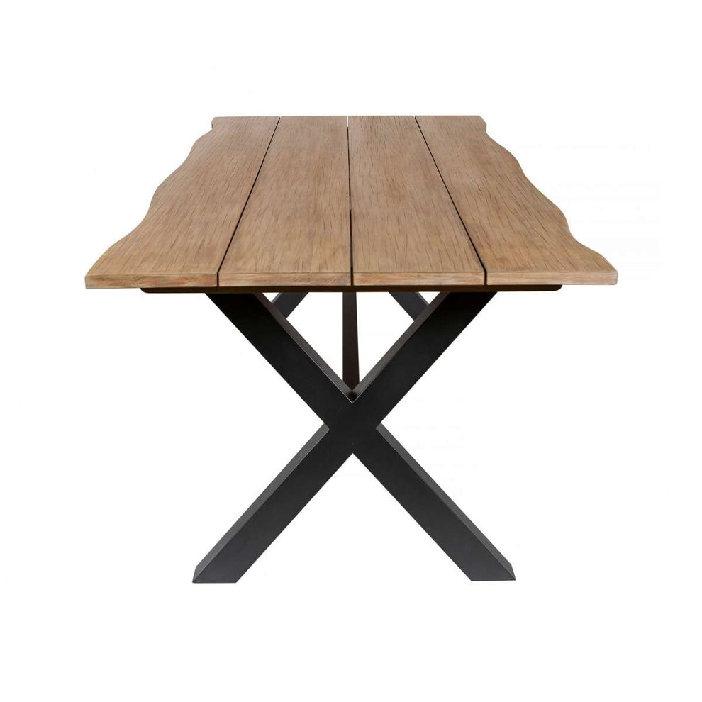 Glendora Beckham Outdoor Patio 7 Piece Live Edge Dining Set in Eucalyptus Wood and Gray Rope By Armen Living | Outdoor Dining Sets | Modishstore - 4