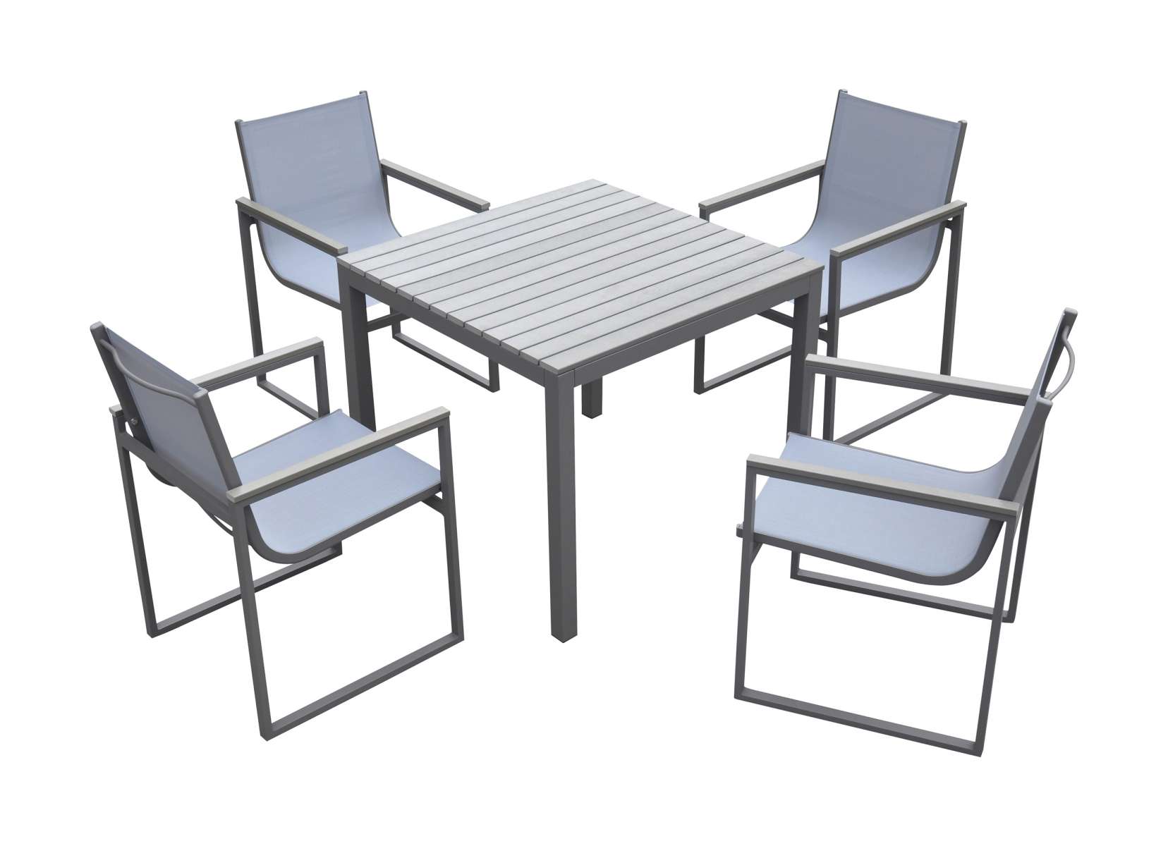 Bistro Dining Set Grey Powder Coated Finish (Table with 4 chairs) By Armen Living | Outdoor Dining Sets |  Modishstore  - 2