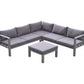 Cliff Outdoor Patio Aluminum Sectional in Grey Powder Coated Finish with Grey Fabric Cushions By Armen Living | Outdoor Sofas, Loveseats & Sectionals |  Modishstore  - 2