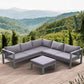 Cliff Outdoor Patio Aluminum Sectional in Grey Powder Coated Finish with Grey Fabric Cushions By Armen Living | Outdoor Sofas, Loveseats & Sectionals |  Modishstore 