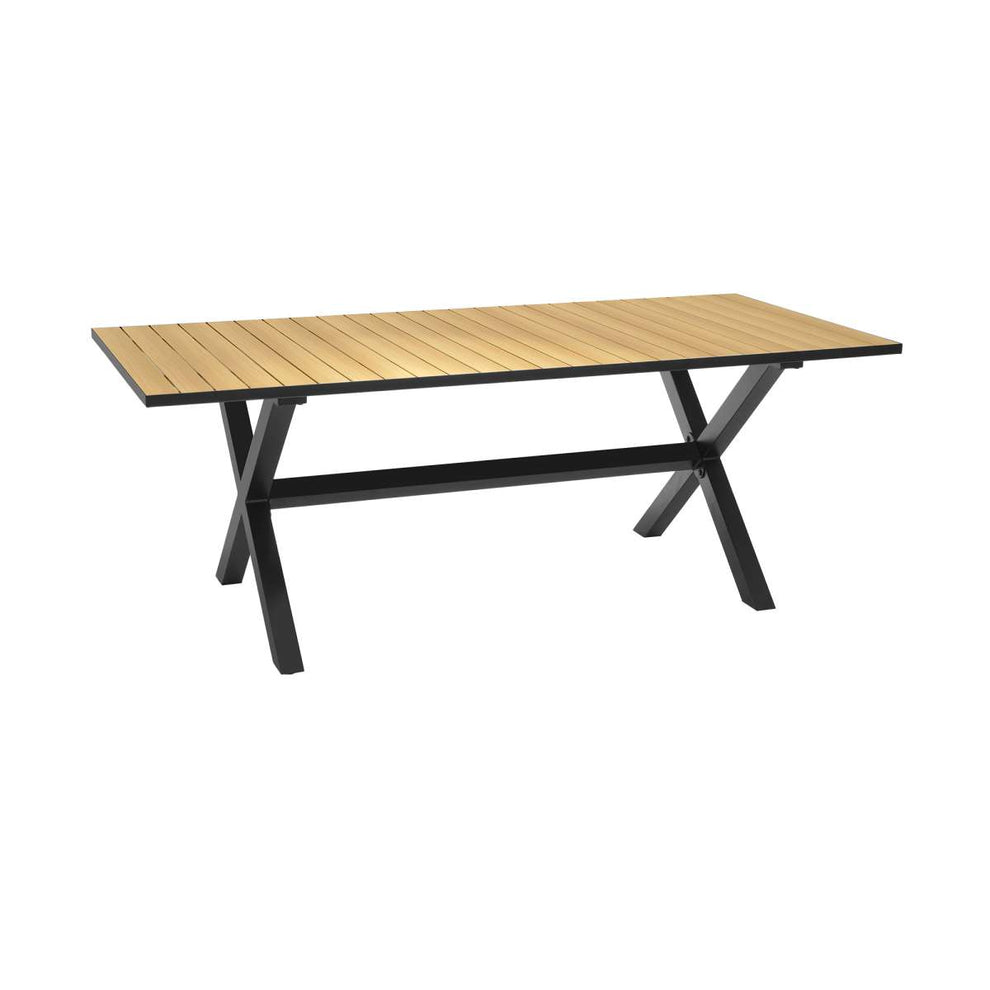 Portals Outdoor 5 Piece Black Aluminum & Teak Wood Dining Set By Armen Living | Outdoor Dining Sets |  Modishstore  - 8