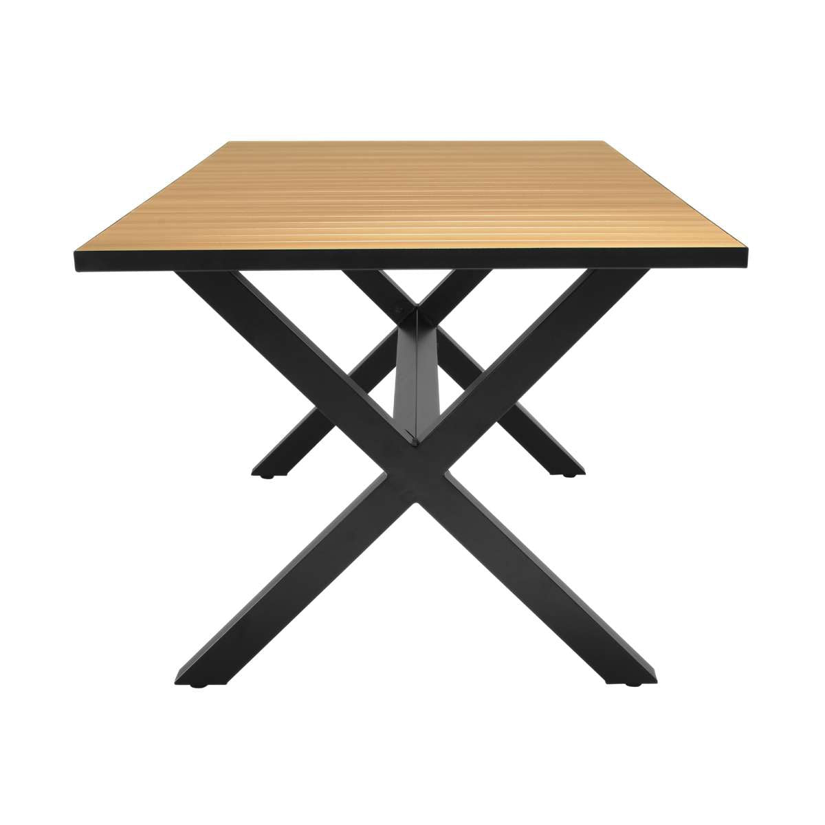 Portals Outdoor 5 Piece Black Aluminum & Teak Wood Dining Set By Armen Living | Outdoor Dining Sets |  Modishstore  - 4