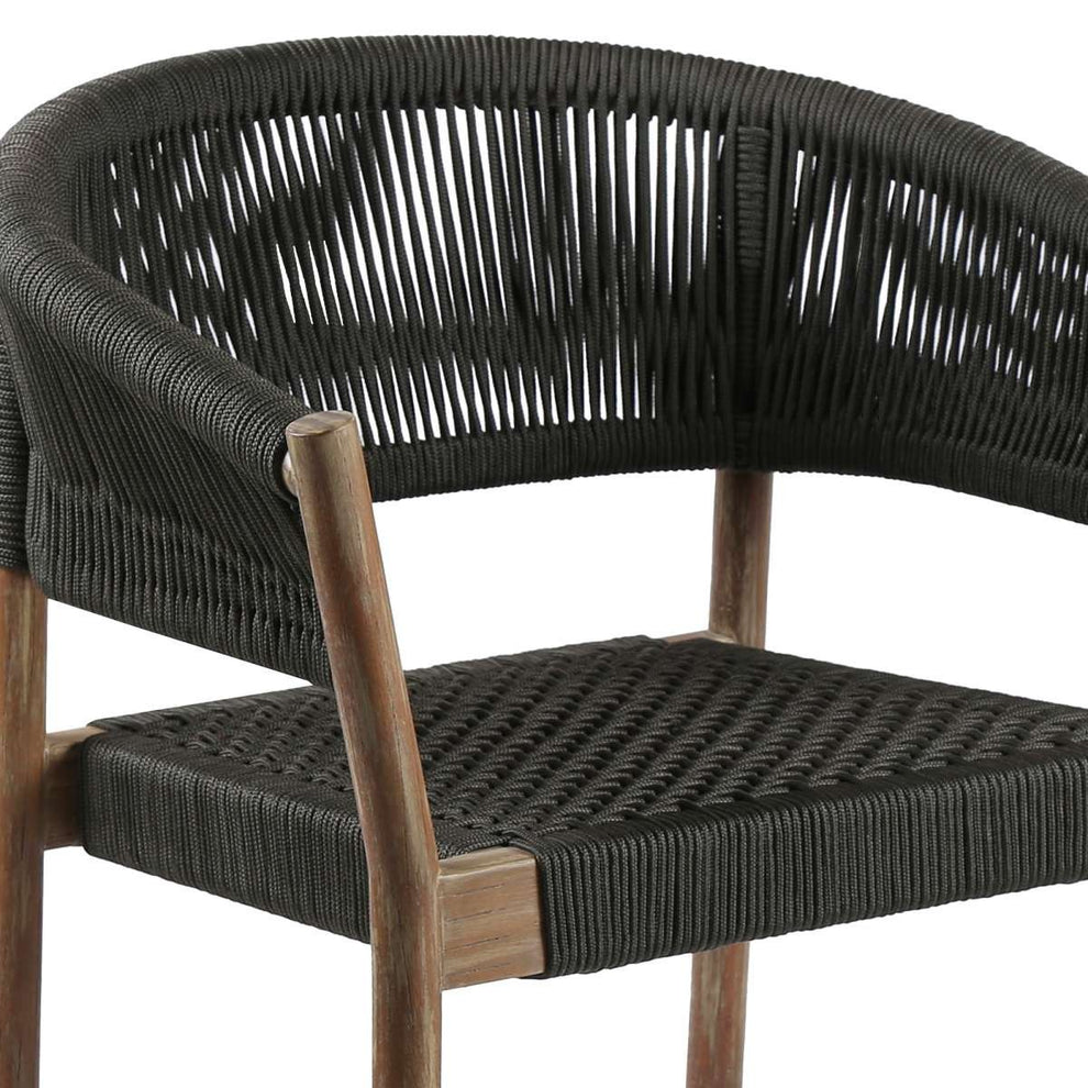 Escondido Doris Outdoor Patio 5 Piece Round Dining Set in Eucalyptus Wood and Black Rope By Armen Living | Outdoor Dining Sets | Modishstore - 5