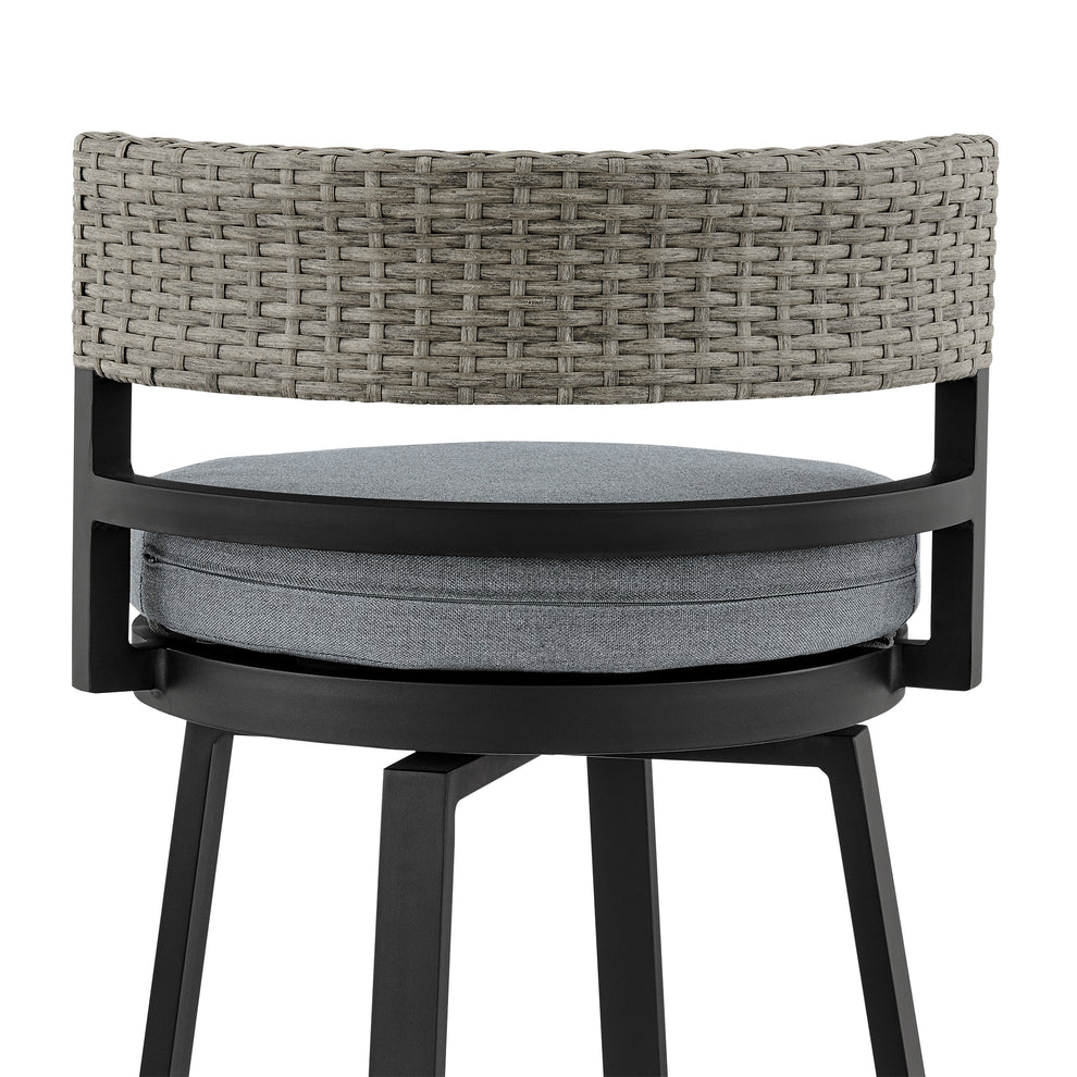 Encinitas Outdoor Patio 5-Piece Bar Table Set in Aluminum with Grey Cushions By Armen Living | Bar Stools & Table | Modishstore - 7