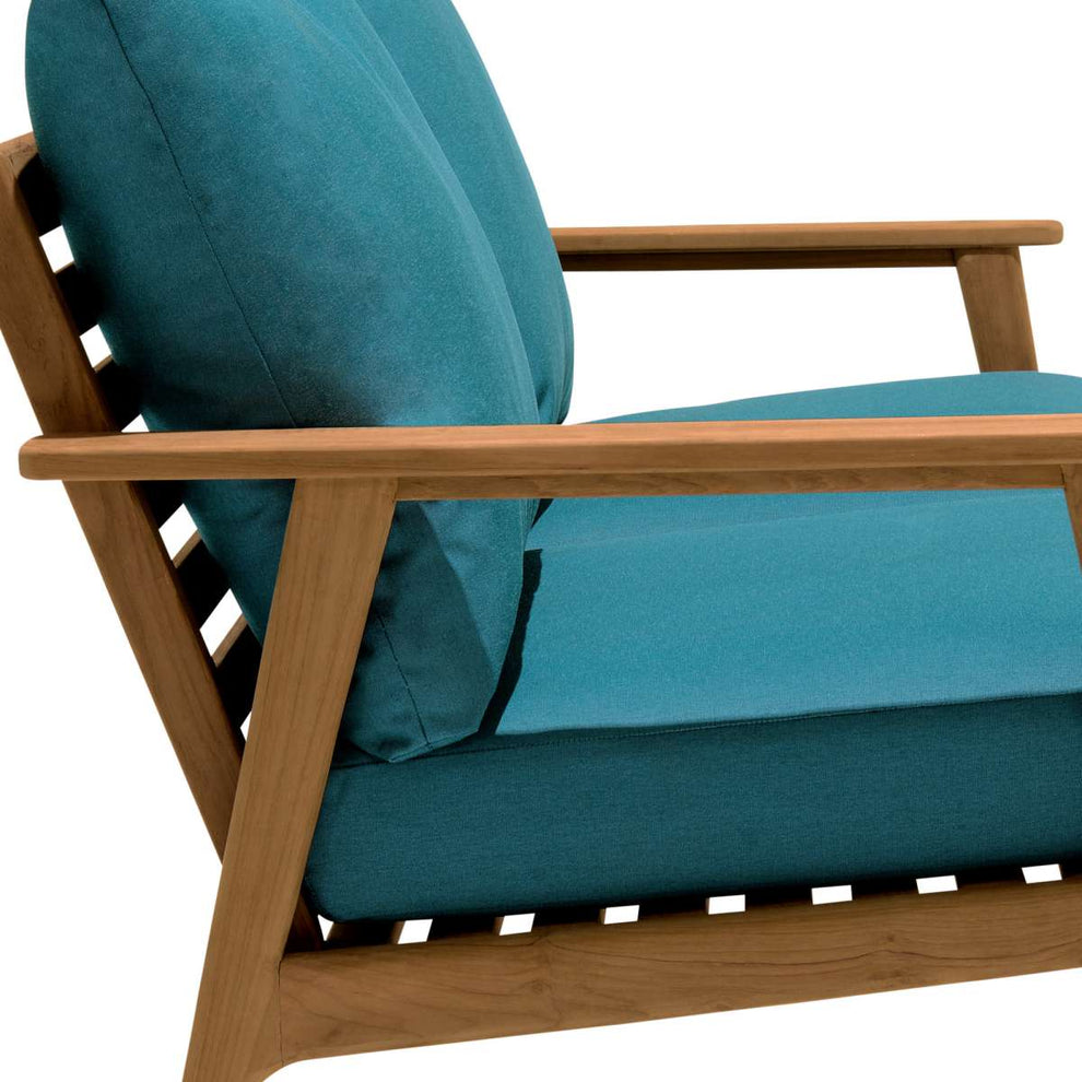 Eve Outdoor 4 Piece Teak Wood Sofa Seating Set with Teal Olefin By Armen Living | Outdoor Sofas, Loveseats & Sectionals |  Modishstore  - 9