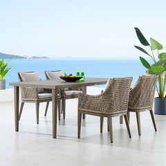 Grenada 5 Piece Gray Aluminum Outdoor Dining Set with Gray Fabric By Armen Living