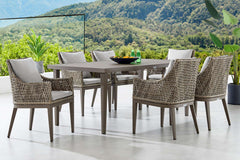 Grenada 7 Piece Gray Aluminum Outdoor Dining Set with Gray Fabric By Armen Living