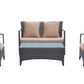 Havana 4 piece Outdoor Wicker Patio Set with Brown Fabric Cushions and Tempered Glass Top By Armen Living | Outdoor Sofas, Loveseats & Sectionals |  Modishstore  - 9