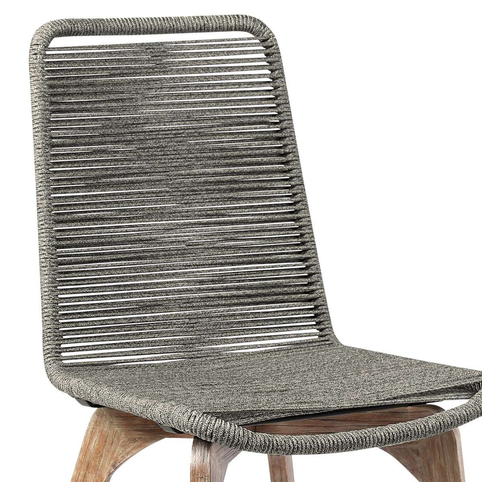 Escondido Island Outdoor Patio 5 Piece Round Dining Set in Eucalyptus Wood and Gray Rope By Armen Living | Outdoor Dining Sets | Modishstore - 5