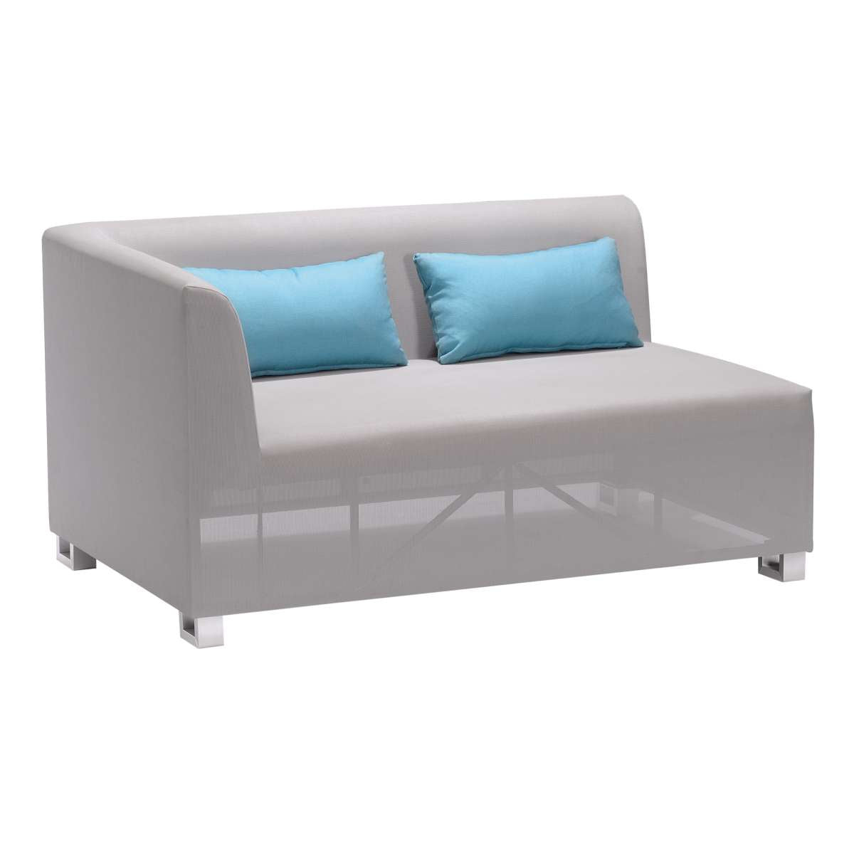 Lagoon 4 piece Outdoor Textilene Sectional Set in Taupe with Sky Blue Accent Pillows By Armen Living | Outdoor Sofas, Loveseats & Sectionals |  Modishstore  - 2