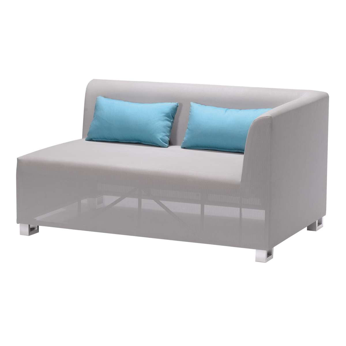 Lagoon 4 piece Outdoor Textilene Sectional Set in Taupe with Sky Blue Accent Pillows By Armen Living | Outdoor Sofas, Loveseats & Sectionals |  Modishstore  - 3