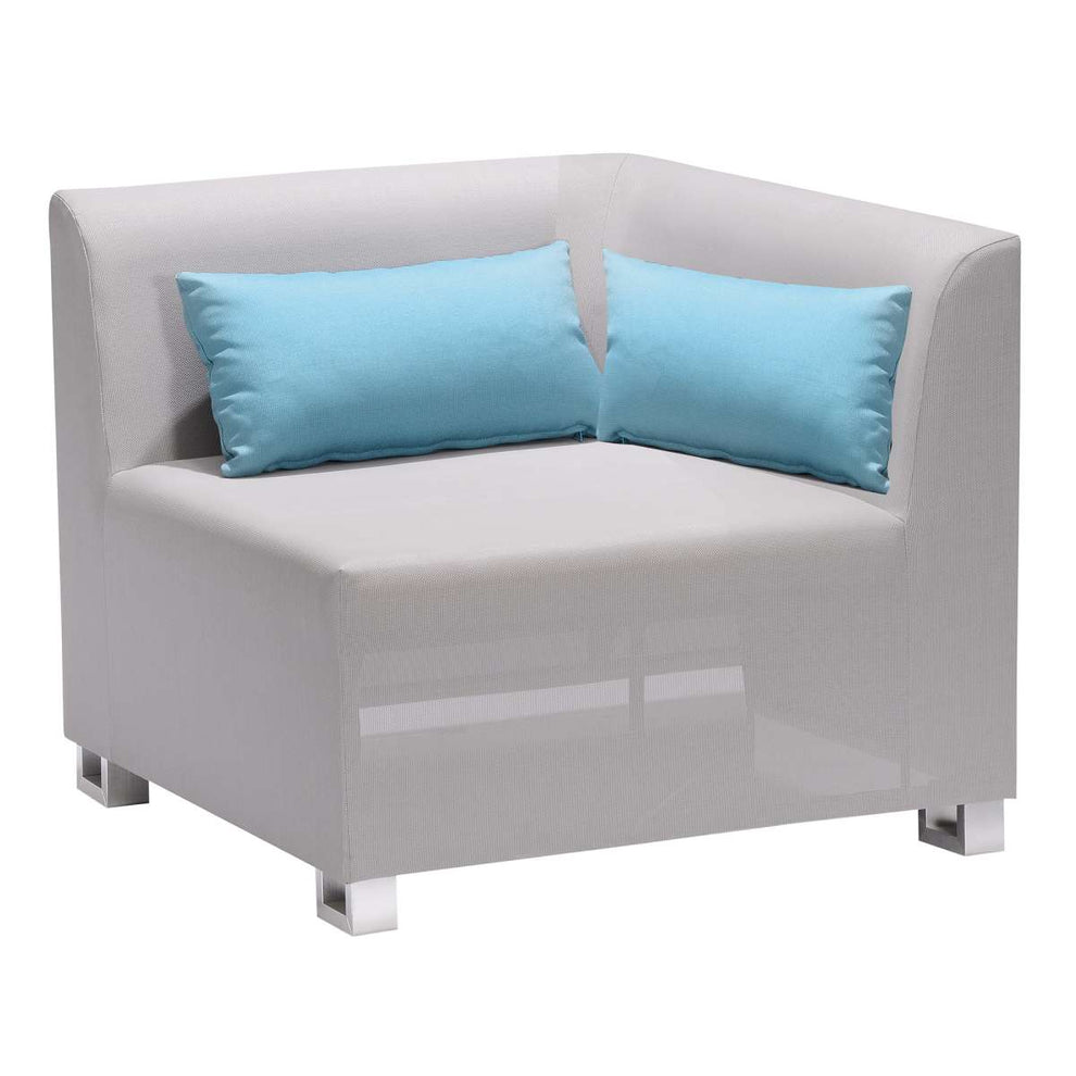 Lagoon 4 piece Outdoor Textilene Sectional Set in Taupe with Sky Blue Accent Pillows By Armen Living | Outdoor Sofas, Loveseats & Sectionals |  Modishstore  - 4
