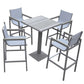 Marina Outdoor Patio Set Grey Finish and Grey Wood Top (Table with 4 barstools) By Armen Living | Outdoor Dining Sets |  Modishstore 