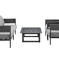 Menorca 4 Piece Outdoor Dark Gray Aluminum & Fabric Outdoor Conversation Set By Armen Living | Outdoor Sofas, Loveseats & Sectionals |  Modishstore  - 2