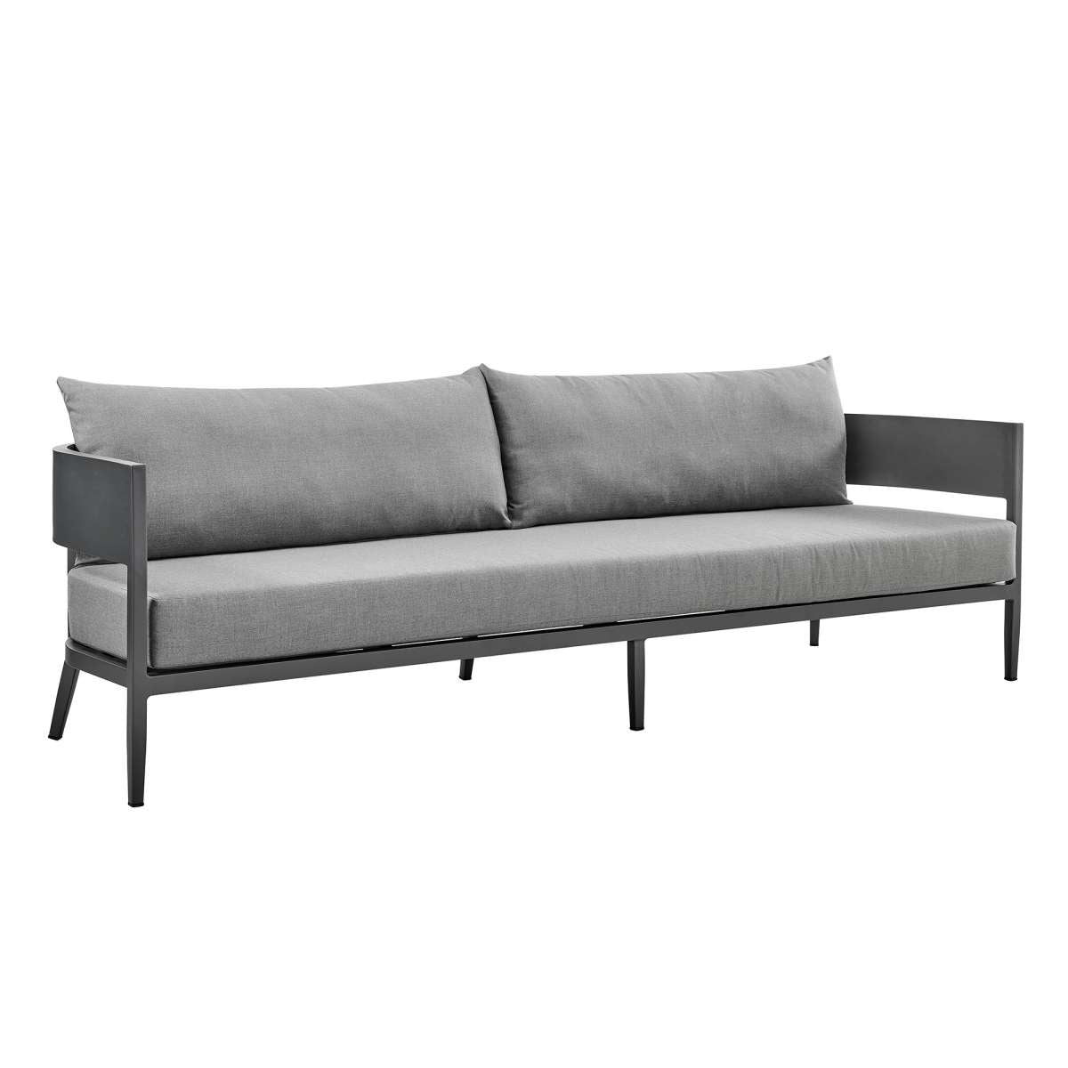 Menorca 4 Piece Outdoor Dark Gray Aluminum & Fabric Outdoor Conversation Set By Armen Living | Outdoor Sofas, Loveseats & Sectionals |  Modishstore  - 6