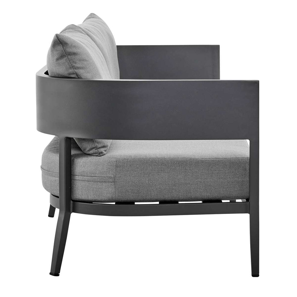 Menorca 4 Piece Outdoor Dark Gray Aluminum & Fabric Outdoor Conversation Set By Armen Living | Outdoor Sofas, Loveseats & Sectionals |  Modishstore  - 7
