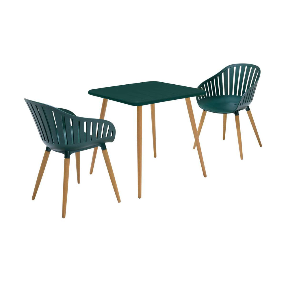 Nassau Outdoor 3 Piece Green Eucalyptus Dining Set By Armen Living | Outdoor Dining Sets |  Modishstore  - 2