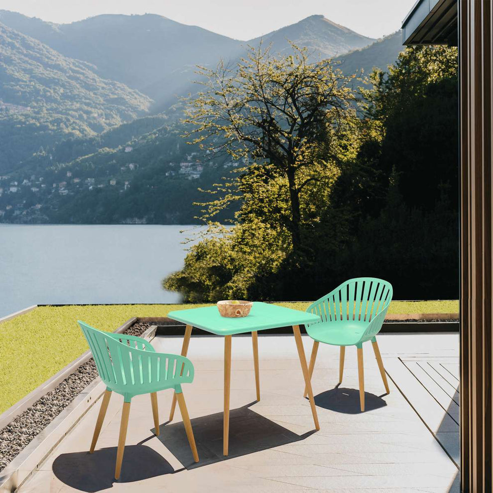Nassau Outdoor 3 Piece Green Eucalyptus Dining Set By Armen Living | Outdoor Dining Sets |  Modishstore  - 17