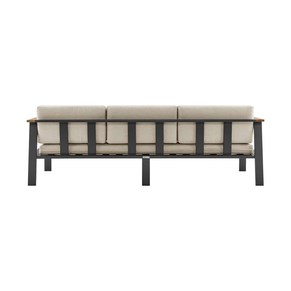 Nofi 4 piece Outdoor Patio Set in Charcoal Finish with Taupe Cushions and Teak Wood By Armen Living | Outdoor Sofas, Loveseats & Sectionals |  Modishstore  - 5