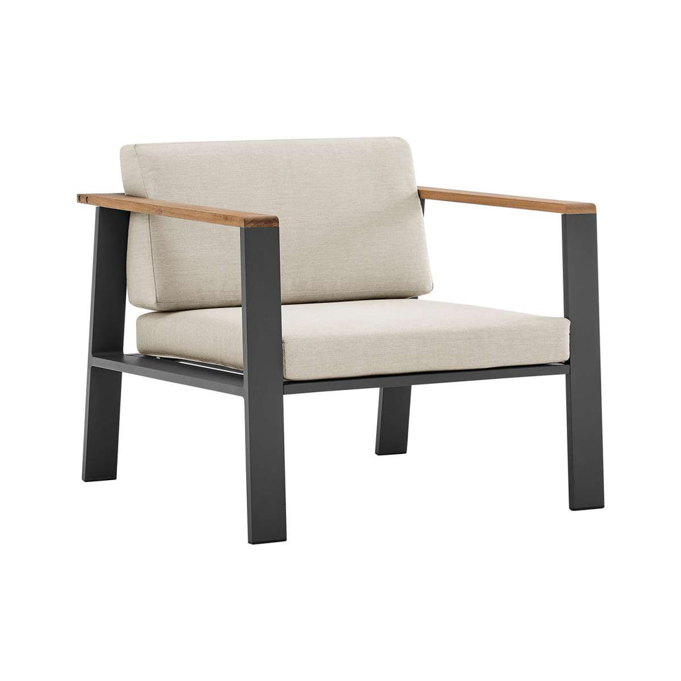 Nofi 4 piece Outdoor Patio Set in Charcoal Finish with Taupe Cushions and Teak Wood By Armen Living | Outdoor Sofas, Loveseats & Sectionals |  Modishstore  - 6