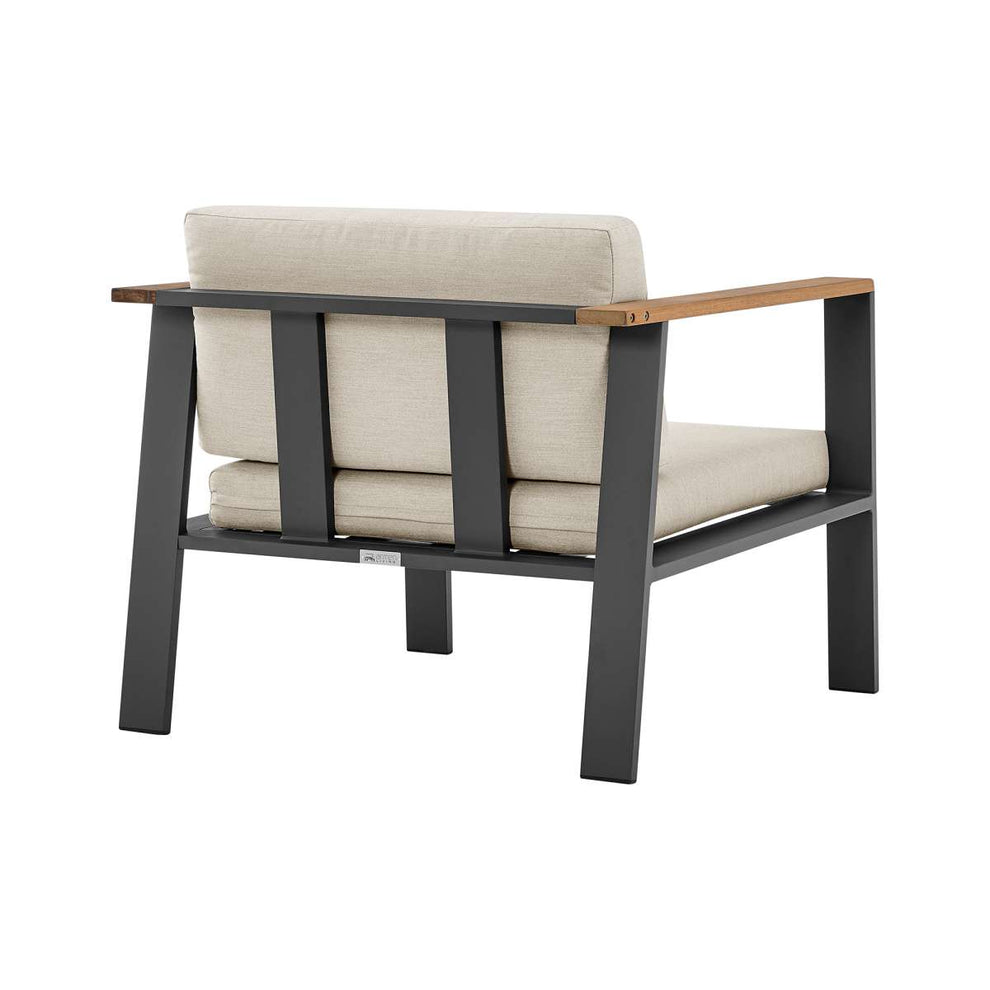 Nofi 4 piece Outdoor Patio Set in Charcoal Finish with Taupe Cushions and Teak Wood By Armen Living | Outdoor Sofas, Loveseats & Sectionals |  Modishstore  - 7