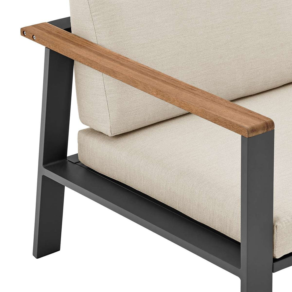 Nofi 4 piece Outdoor Patio Set in Charcoal Finish with Taupe Cushions and Teak Wood By Armen Living | Outdoor Sofas, Loveseats & Sectionals |  Modishstore  - 10