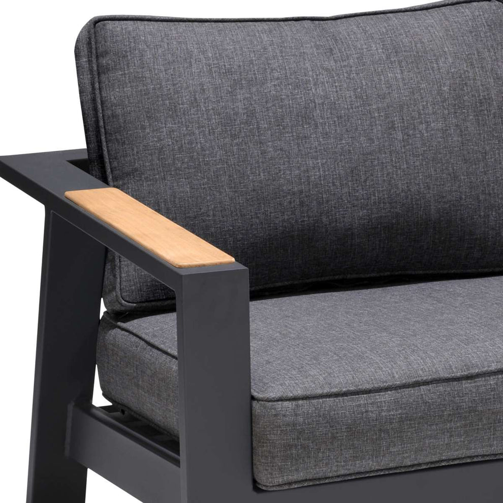 Palau 4 Piece Outdoor Sofa Set in Dark Grey with Natural Teak Wood Accent Top By Armen Living | Outdoor Sofas, Loveseats & Sectionals |  Modishstore  - 7