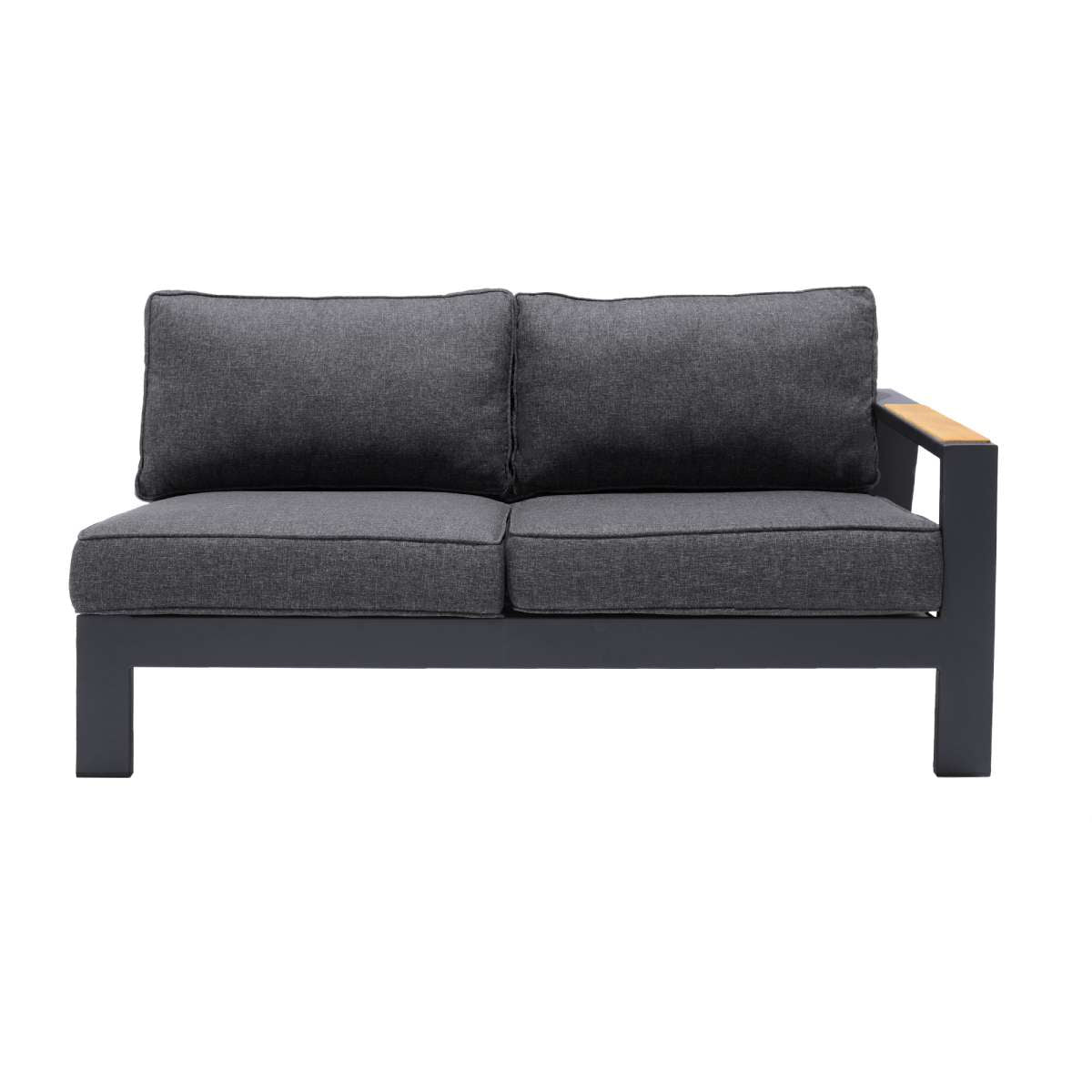 Palau 4 Piece Outdoor Sectional Set with Cushions in Dark Grey and Natural Teak Wood Accent By Armen Living | Outdoor Sofas, Loveseats & Sectionals |  Modishstore  - 3