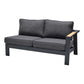 Palau 4 Piece Outdoor Sectional Set with Cushions in Dark Grey and Natural Teak Wood Accent By Armen Living | Outdoor Sofas, Loveseats & Sectionals |  Modishstore  - 4