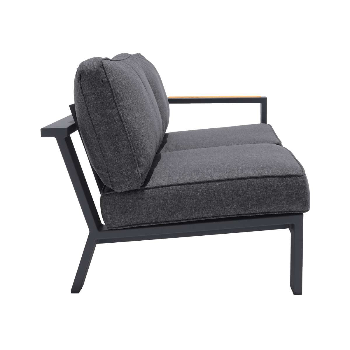 Palau 4 Piece Outdoor Sectional Set with Cushions in Dark Grey and Natural Teak Wood Accent By Armen Living | Outdoor Sofas, Loveseats & Sectionals |  Modishstore  - 6