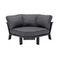 Palau 4 Piece Outdoor Sectional Set with Cushions in Dark Grey and Natural Teak Wood Accent By Armen Living | Outdoor Sofas, Loveseats & Sectionals |  Modishstore  - 7