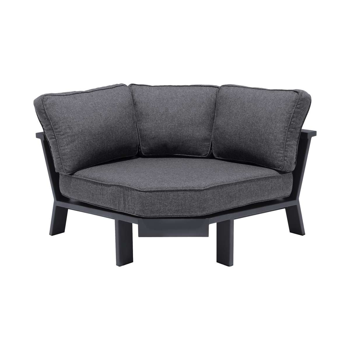 Palau 4 Piece Outdoor Sectional Set with Cushions in Dark Grey and Natural Teak Wood Accent By Armen Living | Outdoor Sofas, Loveseats & Sectionals |  Modishstore  - 7